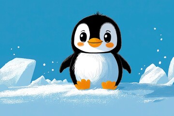 Wall Mural - Cute Penguin on Ice