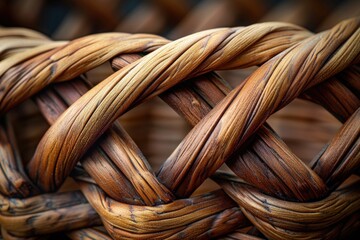 Canvas Print - Elegant Brown Wicker Basket Design Element: Handcrafted Texture and Rustic Home Decor Accent