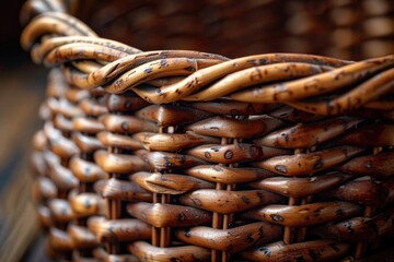 Canvas Print - Elegant Brown Wicker Basket Design Element: Handcrafted Texture and Rustic Home Decor Accent