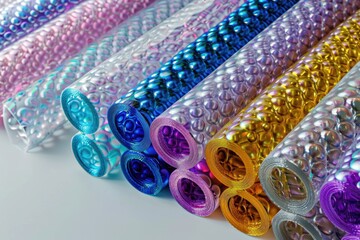 Poster - A close-up shot of variously colored paper rolls, great for background or decorative use