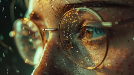 Poster - A close-up shot of someone wearing glasses, ideal for use in editorial content or personal stories