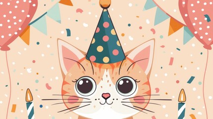 Naklejka na meble Cartoon cat face with a ballet tutu, dance studio background