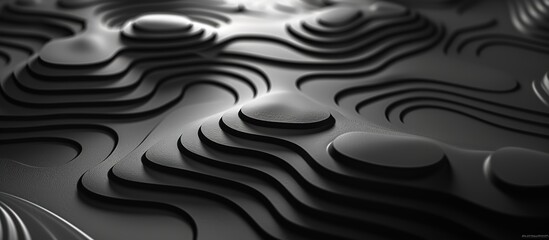 Poster - monochrome landscape with smooth 3d waves and curves.