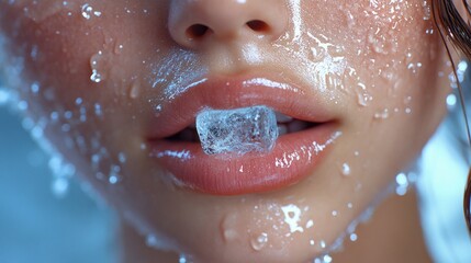 A woman's face is covered in ice, and she is smiling