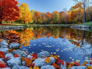 Canvas Print - Autumn Reflection in a Pond