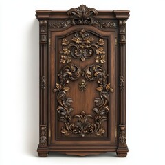 Wall Mural - Baroque style armoire with ornate carvings displayed against a plain background