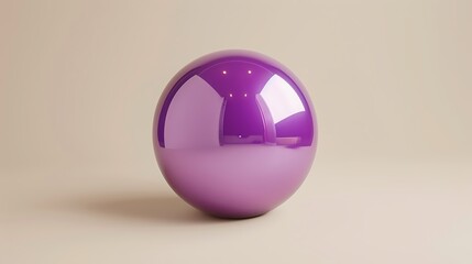 Canvas Print - Shiny Purple Sphere on a Beige Background