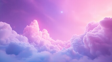 Wall Mural - a sky with pink clouds and stars