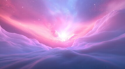 Canvas Print - A beautiful, colorful, and serene space with a pink and blue sky