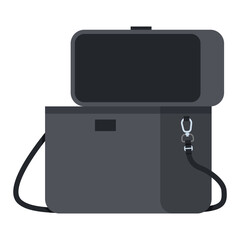 Black deep tool box vector cartoon illustration isolated on a white background.