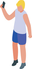Poster - Young athlete is taking a selfie with his smartphone