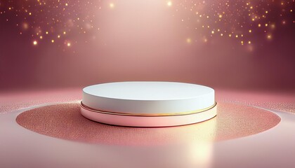 Beautiful pink minimal pedestal podium, for cosmetic product presentation and celebration, 3d rendering illustration.