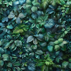 Canvas Print -  Lush Green Tropical Leaves Background