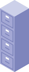 Poster - Modern filing cabinet standing in isometric view, perfect for organizing documents