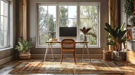 Canvas Print - Home Office with a View