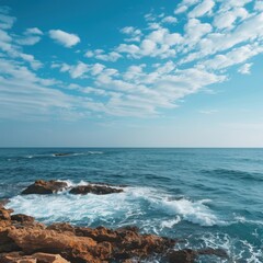 Wall Mural - a person standing on a rock near the ocean