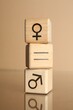 © New Africa - Gender equality concept. Cubes with male and female symbols on beige background