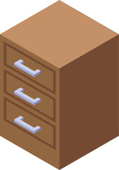 Poster - simple wooden office cabinet standing with three drawers for storing stationery