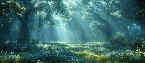 Canvas Print - Enchanted Forest with Sunbeams