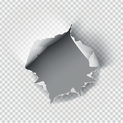 Wall Mural - ragged Hole torn in ripped paper on transparent background