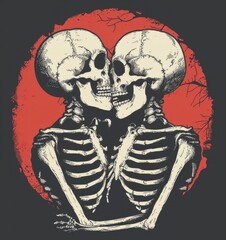 Wall Mural - two skeletons are hugging each other in a circle