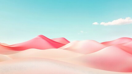 Poster - Pink arch in the desert illustrated in 3D.