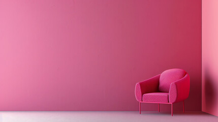 Aufkleber - Pink armchair standing in an empty living room with pink walls