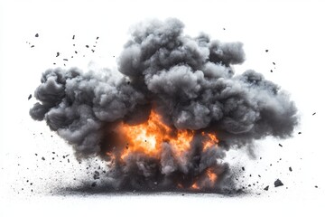 Poster - Transparent background with a powerful explosion and black smoke