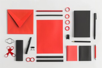 Poster - A collection of office essentials arranged neatly on a white surface