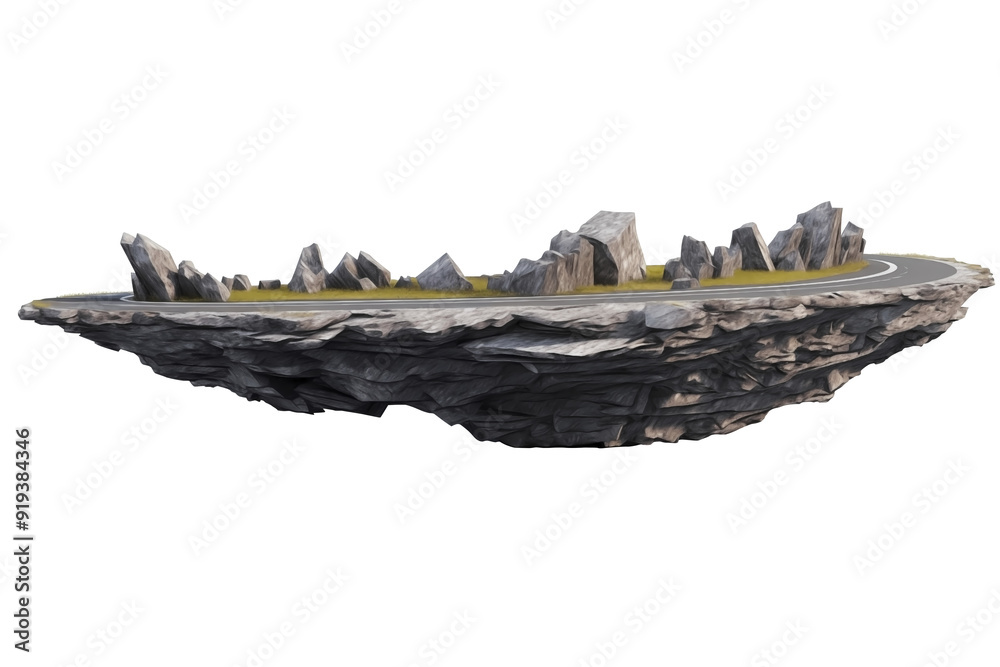 3d illustration of a ground route PNG A desert road isolated on a white ...