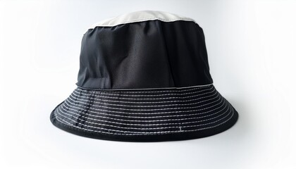 black and white bucket hat isolated on white background