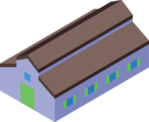 Poster - This isometric icon shows a large modern barn building, perfect for housing livestock or storing hay