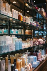 Poster - Display case filled with various skin care products