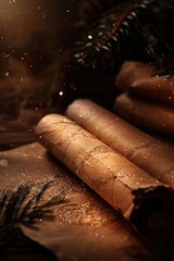 Wall Mural - A close-up view of two paper rolls sitting on a table, ready for use