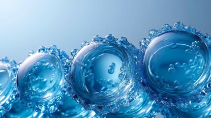 Aufkleber - A series of blue bubbles with a blue background