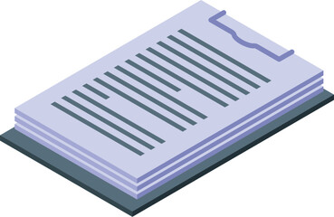 Poster - Clipboard holding several sheets of paper isometric icon is showing concept of office stationery