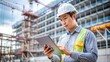 © thanakrit - Construction Worker Using Tablet On Construction Site.