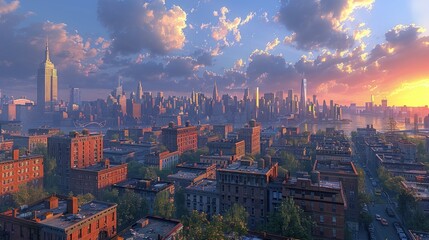 Canvas Print - Sunrise Over the Cityscape