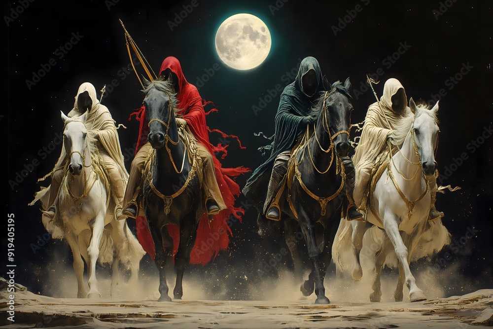 The Four Horsemen Of The Apocalypse Biblical Illustration From The