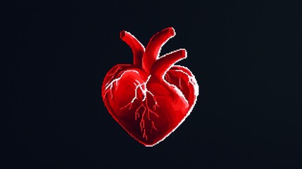 Wall Mural - Pixel art of a minimalist animated heart beating