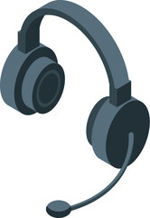 Poster - Modern gamer headset connecting you with other players while playing video games, isometric icon