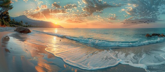 Wall Mural - Sunrise Over The Mediterranean Sea