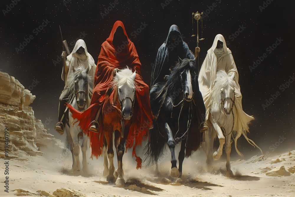 The Four Horsemen Of The Apocalypse Biblical Illustration From The