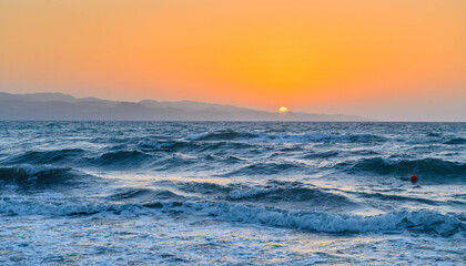 Wall Mural - Sunset over the Mediterranean Sea island of Cyprus