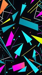 Poster - minimalist illustration featuring abstract shapes in neon colors to convey fun and ease