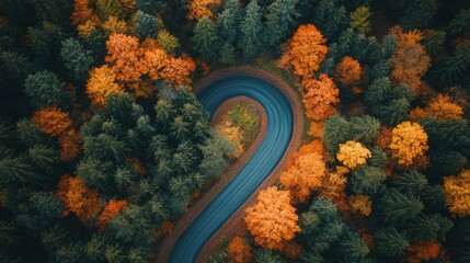 Poster - A winding road with trees on both sides