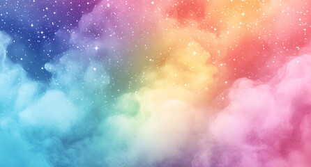 Canvas Print - Abstract colorful galaxy background with stars and clouds.