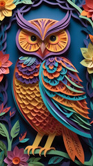 Wall Mural - owl on a branch, ai generated