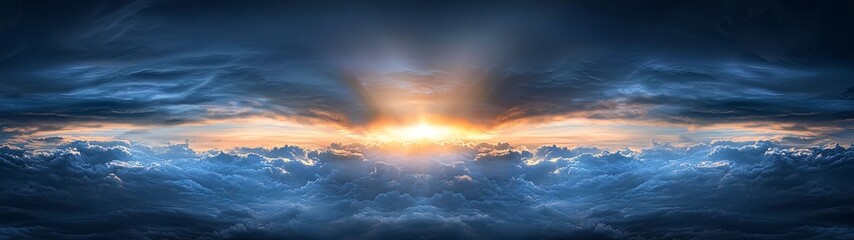 Wall Mural - a serene sky with sunlight breaking through, illuminating the air as if life itself is glowing, repr