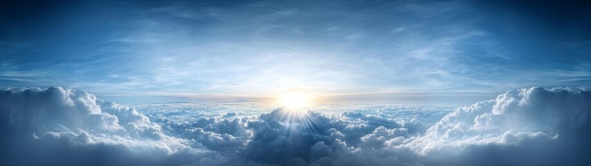 Wall Mural - a serene sky with sunlight breaking through, illuminating the air as if life itself is glowing, repr